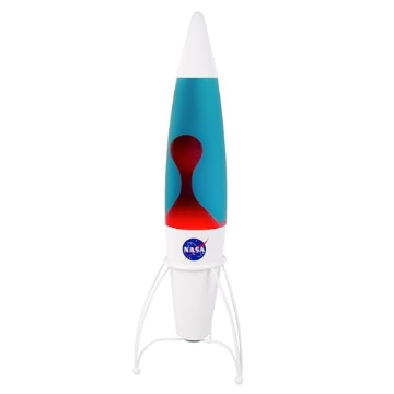 Picture of NASA 360026 Fizz Creations NASA Inspired Rocket Lamp. Matte-Finish Space Decor Lamp with Blue Liquid & Red Wax. 43cm/17-inch Tall. Mains Powered. Includes 1 x R39 E14 25W Bulb. NASA Inspired Space Merchandise. (EA)