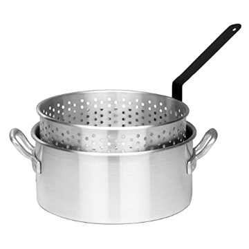 Picture of Bayou Classic 4010 Bayou Classic 4010 10-qt Aluminum Fry Pot Features Heavy-Duty Riveted Handles Perforated Aluminum Basket Perfect For Frying Shrimp Chicken Hushpuppies and Fries (EA)