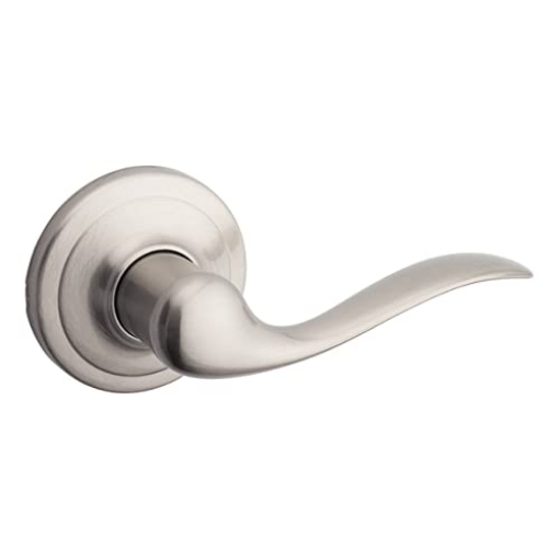 Picture of Kwikset 97880-676 Kwikset Tustin Dummy Door Handle, Single Sided Lever for Closets, French Double Doors, and Pantry, Satin Nickel Non-Turning Right Handed Interior Push/Pull Lever, with Microban Protection (EA)