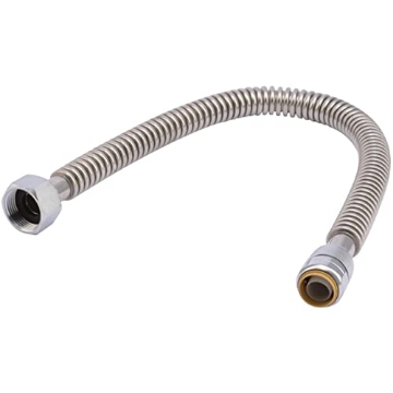 Picture of Shark Industries Ltd URSS3086FX24 SharkBite 3/4 Inch x 1 Inch FIP x 24 Inch Stainless Steel Corrugated Flexible Water Softener Connector, Pack of 6, Push to Connect Brass Plumbing Fitting, PEX Pipe, Copper, CPVC, PE-RT, SS3086FX24LZ (EA)