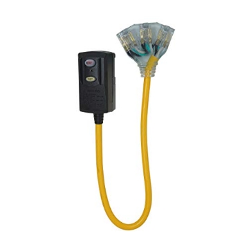 Picture of Coleman Woods Wire 2814 Woods 2814 Coleman Power Block with Gfci; 125 V; 15 A; 12/3 Awg Sjtw; 3-Outlet; Yellow (EA)