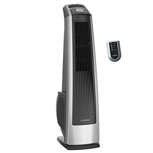 Picture of Lasko U35115 Lasko High Velocity Oscillating Tower Fan for Bedroom, Garage, Basement, and Gym with Remote Control, Timer, 3 Powerful Speeds, 35" Silver/Black, U35115 (EA)