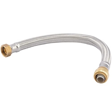 Picture of Shark Industries Ltd UR3088FX12 SharkBite 3/4 Inch x 3/4 Inch FIP x 12 Inch Stainless Steel Braided Flexible Water Heater Connector, Push To Connect Brass Plumbing Fitting, PEX Pipe, Copper, CPVC, PE-RT, HDPE, U3088FLEX12LF (EA)