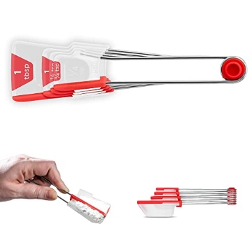 Picture of DREAMFARM INC DFLV2225 Dreamfarm Levoons Self-Levelling Measuring Spoon Set, Measures 1/4 Teaspoon up to 1 Tablespoon - Pack of 4, Red (EA)