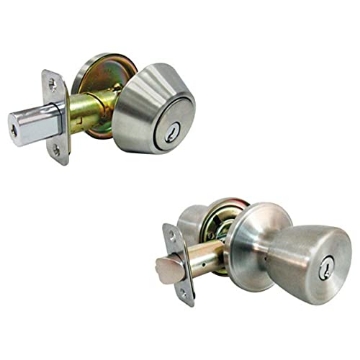 Picture of FU HSING AMERICAS INC BS6L1BD Faultless Tulip Satin Stainless Steel Metal Entry Knob and Single Cylinder Deadbolt 3 Grade Right Handed (EA)