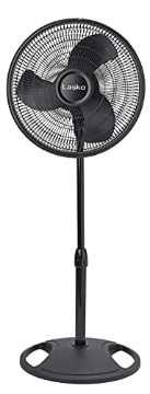 Picture of Lasko 2521 Lasko 16-inch 3-Speed Oscillating Floor Fan with Adjustable Height, Tilt-Back Head, Widespread Oscillation, and Patented Blue Plug Safety Fuse - Black (EA)