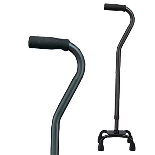 Picture of CAREX HEALTH BRANDS FGA74101 0000 Carex Quad Cane with Small Base, Heavy Duty Quad Cane with Adjustable Height from 28" to 37", 4-Prong Walking Stick with Small Base, Holds Up to 300 Pounds, Black, Universal For Men and Women, Black (EA)