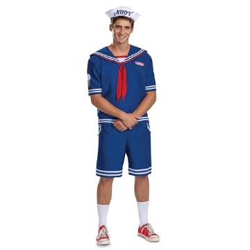 Picture of Disguise DG123689T Disguise Stranger Things Steve Scoops Ahoy Costume, Official Stranger Things Costume with Top and Hat, Adult Size (38-40) (EA)