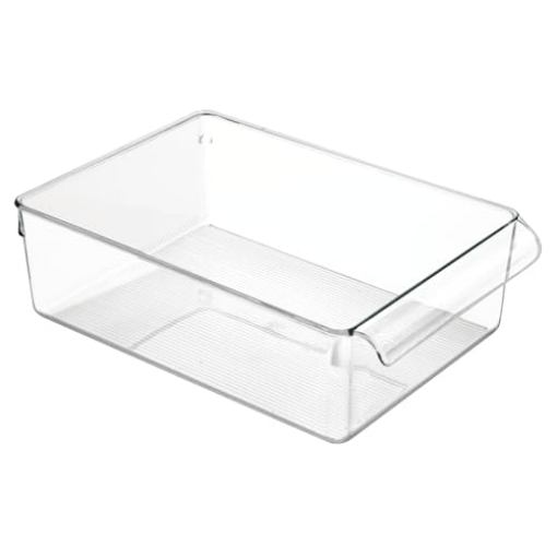 Picture of IDESIGN 69630 iDesign Linus Plastic Fridge and Freezer Storage Organizer Bin with Handle, Clear Container for Food, Drinks, Produce Organization, 8" x 11.5" x 3.5", Clear (EA)