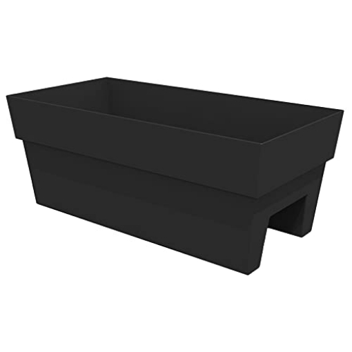 Picture of Bloem, Lcc. FDR2400 Bloem Finley Deck Rail Rectangle Planter: 24" - Black - Matte Finish, Fits Rail Sizes 3"-6", 100% Recycled Plastic Box, for Indoor and Outdoor Use, Gardening, 7.5 Gallon Capacity (EA)