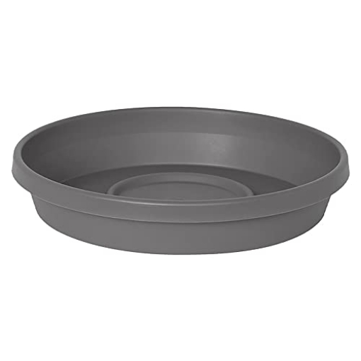 Picture of Bloem, Lcc. STT24908 Bloem Terra Resin Saucer Tray: 17.5" Bottom Width - Charcoal Gray - Matte, Durable, Ribbed Bottom, Indoor and Outdoor, Fits 24" Terra Pots (EA)