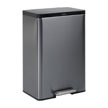 Picture of RUBBERMAID COMMERCIAL 2112520 Rubbermaid Elite Stainless Steel Step-On Trash Can, 12 Gallon, Charcoal, Wastebasket for Home/Kitchen/Garage/Apartment/Office (EA)