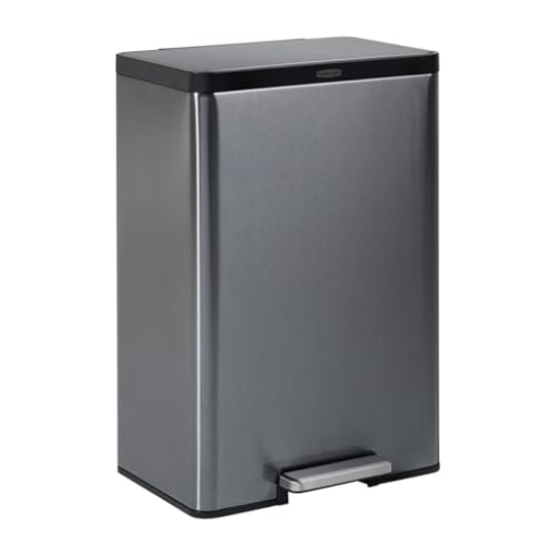 Picture of RUBBERMAID COMMERCIAL 2112520 Rubbermaid Elite Stainless Steel Step-On Trash Can, 12 Gallon, Charcoal, Wastebasket for Home/Kitchen/Garage/Apartment/Office (EA)