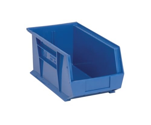 Picture of QUANTUM STORAGE RQUS240BL-UPC Quantum Storage Bin 14-3/4 " L, I.D.:14 " Lx6-9/16 " Wx6-3/4 " H Blue Carded (EA)