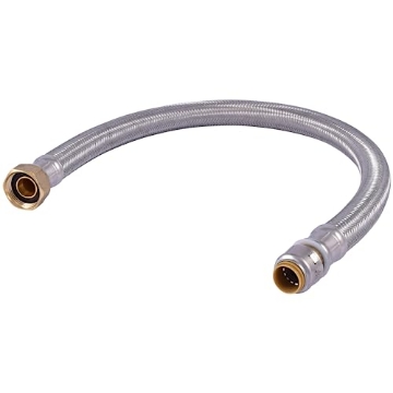 Picture of Shark Industries Ltd UR3068FX24 SharkBite Max 1/2 Inch x 3/4 Inch FIP x 24 In. Braided Flexible Water Heater Connector, Push-to-Connect Brass Plumbing Fitting, Stainless Steel, UR3068FX24 (EA)