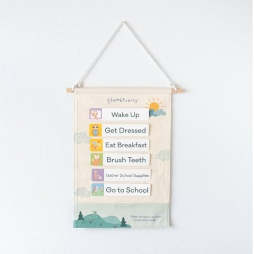 Picture of SLUMBERKINS INC SET-WALLHANG Slumberkins 18 Piece Visual Schedule for Kids | Reversible Visual Tool to Teach Day Time and Night Time Routines at Home & School | for Toddlers, Preschoolers, Children with Autism (EA)