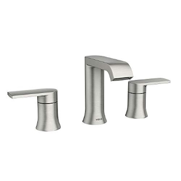 Picture of Moen 84763SRN Moen M84763SRN Genta 1.2 GPM Widespread Bathroom Faucet with Pop-Up Drain Assembly and Duralock Technology (EA)