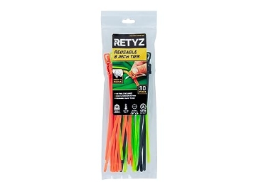 Picture of NETCONNEX LLC RTZ-MBA01-MA RETYZ Releasable Cable Ties Combo Pack, 30 Pack, 50 lb Tensile Strength, 8-Inch, Multi-Color (Black, Fluorescent Orange, Fluorescent Green), Heavy Duty Zip Tie, Reusable, Patented Quick-Release Design (EA)