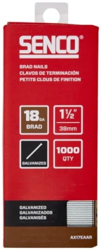 Picture of SENCO FASTENING SYSTEMS AX17EAAR SENCO AX17EAAR 1-1/2" 18 Gauge Brad Nails, Galvanized Finish 1,000 Count Pack (EA)