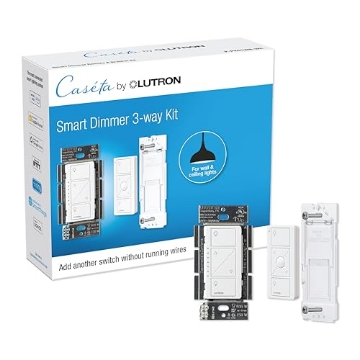 Picture of LUTRON ELECTRONICS CO P-DIM-3WAY-WH Lutron Caseta 3 Way Smart Dimmer Light Switch Kit, Includes Pico Remote, Bracket, and LED Dimmer Switch, No Neutral Required, P-PKG1WB-WH (EA)