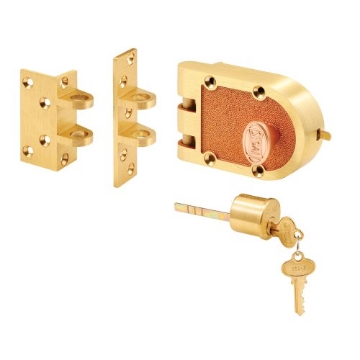 Picture of Prime SE 15361 Segal SE 15361 Deadbolt – Jimmy-Proof Design Prohibits Forced Entry by Spreading of Door Frames – Solid Bronze Alloy, Brushed Brass, Angle and FLAT Strike, Single Cylinder (Single Pack) (EA)