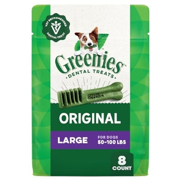 Picture of GREENIES 101440 Greenies Veterinarian-Recommended Adult Natural Dental Dog Treats Large Size, Original Flavor, 12 oz. Pack, 8 Count (EA)