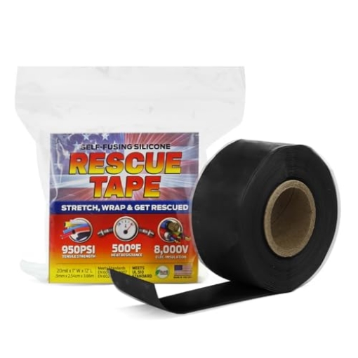 Picture of SEAL IT SERVICES INC RT12012BBL Bond It Rescue Tape, Self-Fusing Silicone for Emergency Plumbing, Pipe & Hose Repair, Electrical Insulation, Waterproof, 950PSI, Made in USA, 1" x 12', Black (EA)