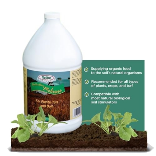 Picture of MEDINA GLASS BLOCK INC MEDMOL GAL 4/1 Medina Horticultural Molasses - Nutrient-Rich Plant Juice & Molasses Gallon Blend for Lush Garden Growth, Ideal for All Plants and Lawns, 4800 Sq. Ft. Liquid Gal (EA)