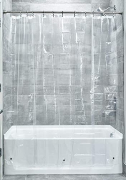Picture of IDESIGN 14757 iDesign Vinyl Shower Liner, PVC-Free Mold- and Mildew-Resistant Curtain for Master, Guest, Kids' Bathroom, Bathtub, 72" x 72" - Clear (EA)