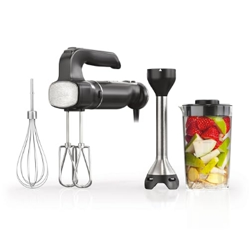 Picture of Ninja Star Games CI101 Ninja Hand Mixer, Immersion Blender, Foodi Power Mixer System, 750-Peak-Watt Handheld Emulsion Blender & Electric Hand Mixer Combo With Whisk, Beaters & 3-Cup Blending Vessel,120 volts, Black CI101 (EA)