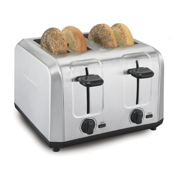 Picture of Hamilton Buhl 24910G Hamilton Beach 4 Slice Toaster with Extra Wide Slots for Bagels, Shade Selector, Toast Boost, Slide-Out Crumb Tray, Auto-Shutoff and Cancel Button, Brushed Stainless Steel (24910) (EA)
