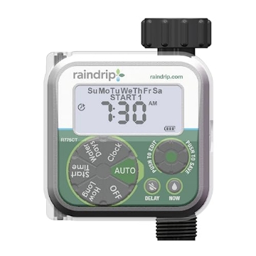 Picture of Rain Drip R775CT Raindrip Digital Hose-End Automatic Water Timer, Connects to Garden Faucets and Hose Bibbs, with Back-Lit LCD Screen for Drip Irrigation, Garden, Self-Watering, Grey (EA)