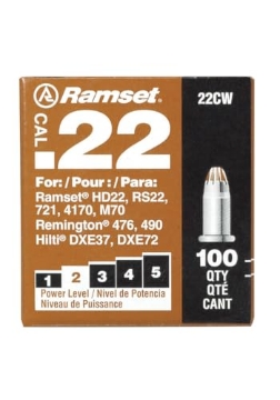 Picture of Ramset Tools 00594 ITW BRANDS 00594 .22 Caliber Powder Fastener Load, Brown, 100-Pack (EA)