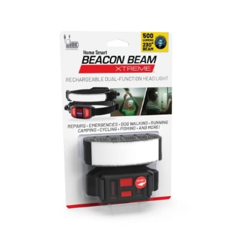Picture of AS SEEN ON TV HEDL-6 Beacon Beam Xtreme - Rechargeable Headlamp, 230° Wide-Angle, Super Bright Headlight with Red Taillight, 500 Lumens, 3 Mode, Water Resistant, Ships from USA Company (EA)
