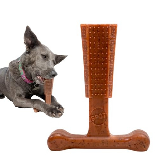 Picture of Spot 54491 SPOT Bam-Bones Plus T Bone – Bamboo Fiber & Nylon Dog Chew Toy for Moderate to Aggressive Chewers, Durable Long Lasting & Non-Splintering, Beef Flavor Toy for Adult Dogs & Puppies Under 60 lbs, 6 in (EA)