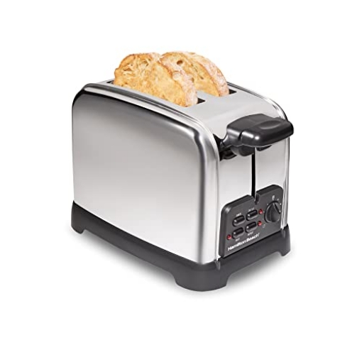 Picture of Hamilton Buhl 22782 Hamilton Beach Retro Toaster with Wide Slots, Sure-Toast Technology, Bagel & Defrost Settings, Auto Boost to Lift Smaller Breads, 2 Slice, Polished Stainless Steel (22782) (EA)