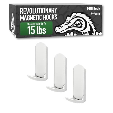 Picture of Gator Magnetics 300085 GATOR MAGNETICS Strong Magnetic Mini Hooks – No Drill, Compact, Space-Saving Design – Ideal for Home, Office, Garage, Fridges, Lockers, Filing Cabinets, and Cruise Cabins White-1PK (PK-6-EA)