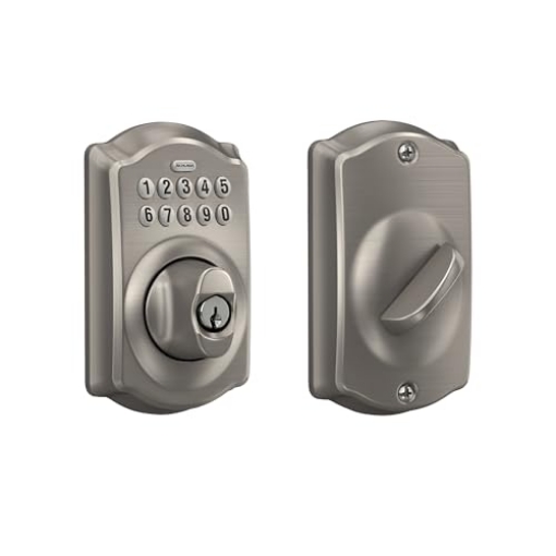 Picture of Ingersoll Rand BE365VCAM619 Schlage BE365 V CAM 619 Camelot Keypad Deadbolt, Electronic Keyless Entry Lock, Satin Nickel (EA)