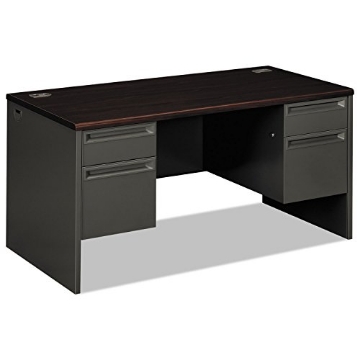 Picture of HON COMPANY H38155.N.S HON 38000 Series Modular Desk Ensembles-Double Pedestal Desk, 60"x30"x29-1/2", Mahogany/Charcoal (EA)