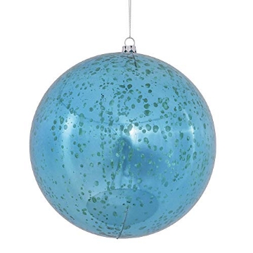 Picture of Vickerman M166512 Vickerman 6" Christmas Ornament Ball, Turquiose Shiny Mercury Finish, Shatterproof Plastic, Holiday Christmas Tree Decoration, 4 Pack (EA)
