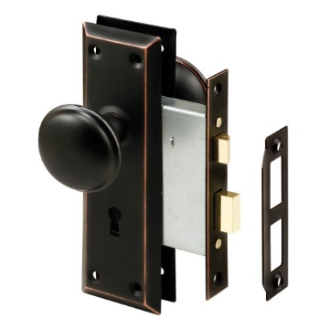 Picture of Prime E 2495 Prime-Line E 2495 Mortise Keyed Lock Set with Classic Bronze Knob – Perfect for Replacing Broken Antique Lock Sets and More, Fits 1-3/8 In.-1-3/4 In. Interior Doors (Single Pack) (EA)