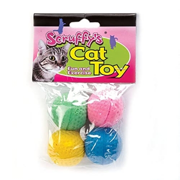 Picture of SCRUFFYS A04467 Boss Pet 04467 Scruff's Colorful Kitty Springy Foam Sponge Balls (4 Pack), Multicolor (EA)