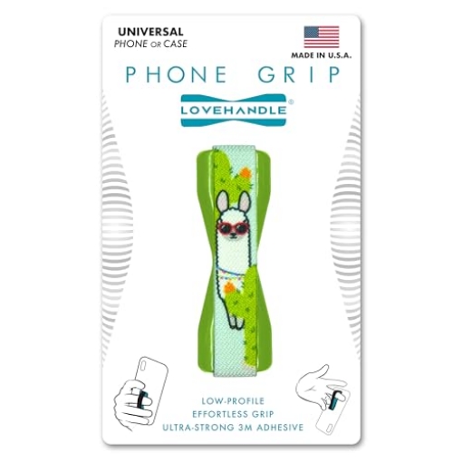 Picture of DMD PRODUCTS LLC L-100-07 LOVEHANDLE Universal Phone Grip for Smartphones & Mini Tablets - Phone Holder for Hand - Wireless Charging Compatible - Made in The USA - Party Llama (EA)