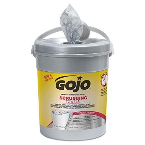 Picture of Gojo Industries GOJ6396-06 Gojo Dual Textured Scrubbing Wipes Canister 72 Wipes (EA)