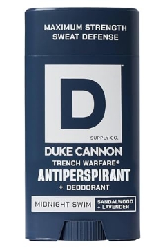 Picture of DUKE CANNON - DEOAP-MNTS3 Duke Cannon Midnight Swim Antiperspirant Deodorant for Men – Trench Warfare® – Sandalwood + Lavender Scent – Aluminum-Based Sweat Protection – 3 oz – Long-Lasting & Skin-Soothing (EA)