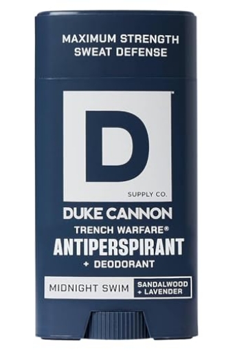 Picture of DUKE CANNON - DEOAP-MNTS3 Duke Cannon Midnight Swim Antiperspirant Deodorant for Men – Trench Warfare® – Sandalwood + Lavender Scent – Aluminum-Based Sweat Protection – 3 oz – Long-Lasting & Skin-Soothing (EA)