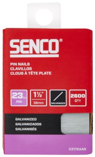 Picture of SENCO FASTENING SYSTEMS CZ17EAAR SENCO CZ17EAAR 1-1/2" 23 Gauge Pin Nails, Galvanized Finish 2,600 Count Pack (EA)