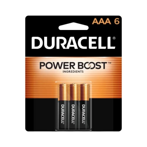 Picture of DURACELL(R) MN2400B6 Duracell Coppertop AAA Batteries with Power Boost Ingredients, Triple A Batteries, 6 Count (Pack of 1) for Household and Office Devices, Alkaline AAA Battery (EA)