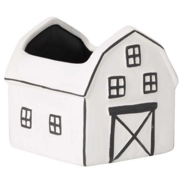 Picture of SULLIVANS ACE179 Sullivans Black/White Ceramic 4.5 in. H Charming Barn Planter (PK-2-EA)