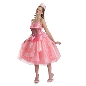 Picture of Disguise DG166399E Disguise Wicked Glinda Costume, Deluxe Official Wicked Pink Glinda Dress Costume Dress for Women, Size (12-14) (EA)